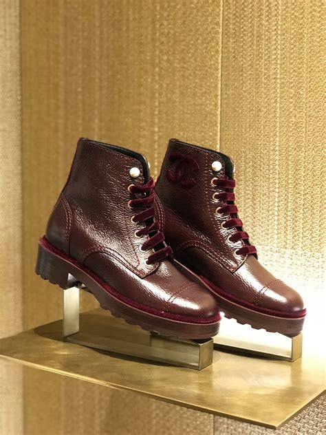 chanel burgundy boots